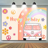 Farbiger Blumen Auto Regenbogen Happy Birthday Hintergrund